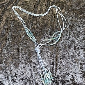 Necklace. Long beaded blue. 22”.